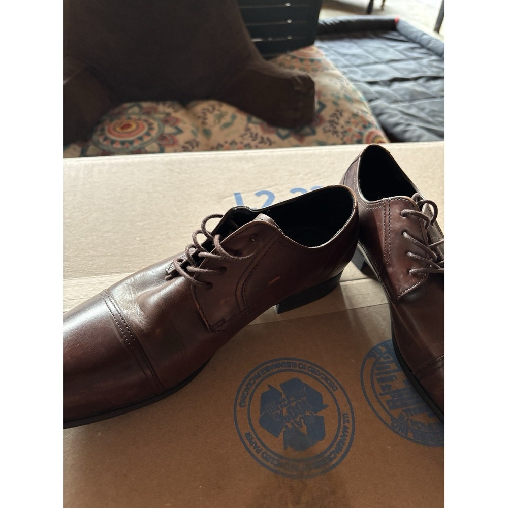 Kenneth Cole Reaction Oxford Shoes Mens 8.5M Brown Leather Lace Up